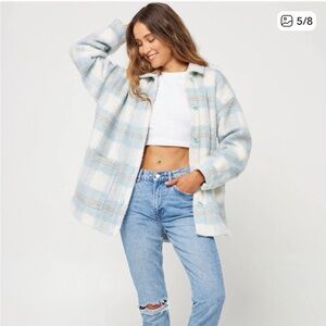L-Space Seaside Plaid Button-Up Jacket